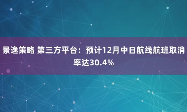 景逸策略 第三方平台：预计12月中日航线航班取消率达30.4%
