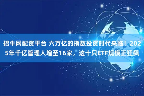 招牛网配资平台 六万亿的指数投资时代来临！2025年千亿管理人增至16家，这十只ETF规模正狂飙