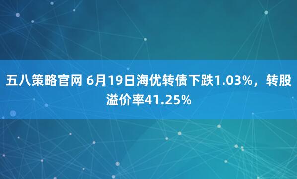 五八策略官网 6月19日海优转债下跌1.03%，转股溢价率41.25%