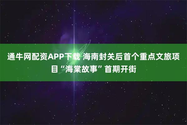 通牛网配资APP下载 海南封关后首个重点文旅项目“海棠故事”首期开街